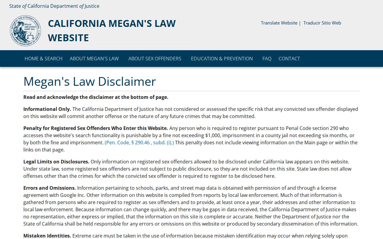 Concord public records California Megan's Law registry search entry